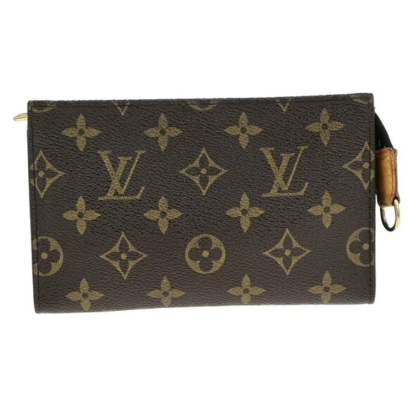 LOUIS VUITTON Logo BUCKET PM Pouch Bag Monogram Leather Brown France 60EE077 - Picture 1 of 16